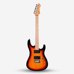 SQOE SEIB450 Double Cutaway Body HH Electric Guitar Roasted Maple Fretboard ( SEIB / SEIB-450 / SEIB 450 ) Sunburst