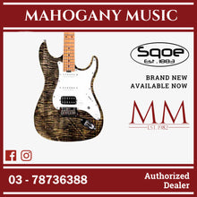 SQOE SEIB900 HSS Roasted Maple Series Electric Guitar with Tremolo ( SEIB / SEIB-900 ) Charcoal Black