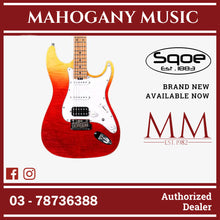 SQOE SEIB900 HSS Roasted Maple Series Electric Guitar with Tremolo ( SEIB / SEIB-900 ) Tequila Sunrise Surf