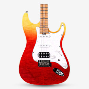SQOE SEIB900 HSS Roasted Maple Series Electric Guitar with Tremolo ( SEIB / SEIB-900 ) Tequila Sunrise Surf