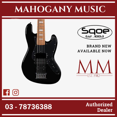 SQOE SJB-658 5 String Jazz Bass Guitar with Roasted Maple Neck / SJB-658 / SJB 658 Black