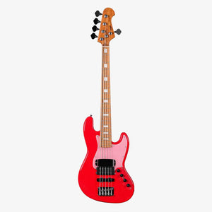 SQOE SJB-658 5 String Jazz Bass Guitar with Roasted Maple Neck / SJB-658 / SJB 658 Red