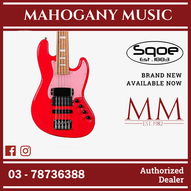SQOE SJB-658 5 String Jazz Bass Guitar with Roasted Maple Neck / SJB-658 / SJB 658 Red