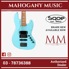 SQOE SJB-658 5 String Jazz Bass Guitar with Roasted Maple Neck / SJB-658 / SJB 658 Sky Blue