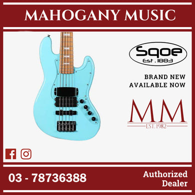 SQOE SJB-658 5 String Jazz Bass Guitar with Roasted Maple Neck / SJB-658 / SJB 658 Sky Blue