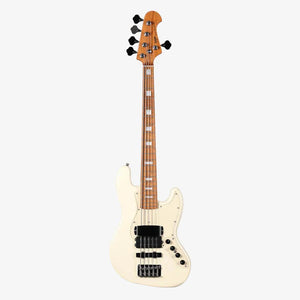 SQOE SJB-658 5 String Jazz Bass Guitar with Roasted Maple Neck / SJB-658 / SJB 658 Gradient White