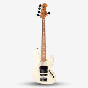 SQOE SJB-658 5 String Jazz Bass Guitar with Roasted Maple Neck / SJB-658 / SJB 658 Gradient White
