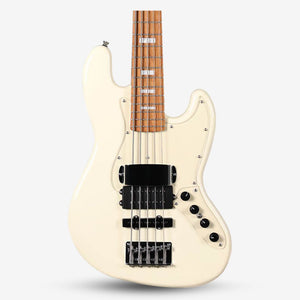 SQOE SJB-658 5 String Jazz Bass Guitar with Roasted Maple Neck / SJB-658 / SJB 658 Gradient White