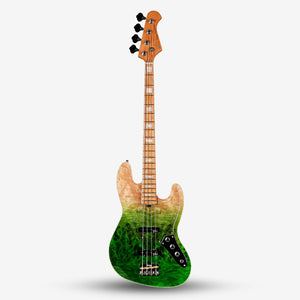 SQOE SJB700 Roasted Maple Series 4 string Jazz Bass Guitar / SJB 700 / SJB-700 Moss Green Fade