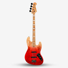 SQOE SJB700 Roasted Maple Series 4 string Jazz Bass Guitar / SJB 700 / SJB-700 Lava Red Fade