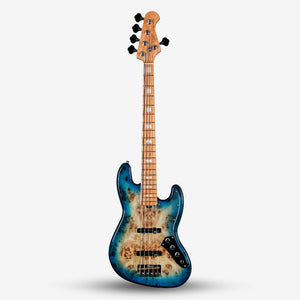 SQOE SJB750 Roasted Maple Series 5 string Jazz Bass Guitar / SJB 750 / SJB-750 Caribbean Fade Surf