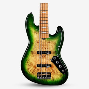 SQOE SJB750 Roasted Maple Series 5 string Jazz Bass Guitar / SJB 750 / SJB-750 Moss Green Fade