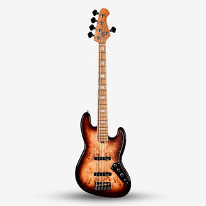 SQOE SJB750 Roasted Maple Series 5 string Jazz Bass Guitar / SJB 750 / SJB-750 Vintage Sunburst