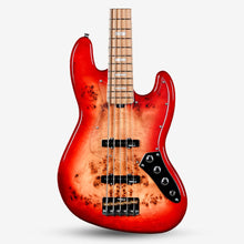 SQOE SJB750 Roasted Maple Series 5 string Jazz Bass Guitar / SJB 750 / SJB-750 Lava Red Fade