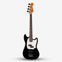 SQOE SJB400 Short Scale 4 String Jazz Bass Guitar, Roasted Maple Neck, Rosewood Fretboard ( SQSJB400 / SJB-400 / SJB ) Black