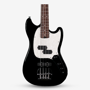 SQOE SJB400 Short Scale 4 String Jazz Bass Guitar, Roasted Maple Neck, Rosewood Fretboard ( SQSJB400 / SJB-400 / SJB ) Black