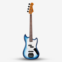 SQOE SJB400 Short Scale 4 String Jazz Bass Guitar, Roasted Maple Neck, Rosewood Fretboard ( SQSJB400 / SJB-400 / SJB ) Blue