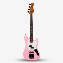 SQOE SJB400 Short Scale 4 String Jazz Bass Guitar, Roasted Maple Neck, Rosewood Fretboard ( SQSJB400 / SJB-400 / SJB ) Pink