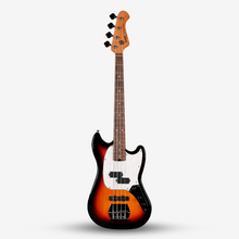 SQOE SJB400 Short Scale 4 String Jazz Bass Guitar, Roasted Maple Neck, Rosewood Fretboard ( SQSJB400 / SJB-400 / SJB ) Sunburst