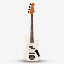 SQOE SJB400 Short Scale 4 String Jazz Bass Guitar, Roasted Maple Neck, Rosewood Fretboard ( SQSJB400 / SJB-400 / SJB ) White