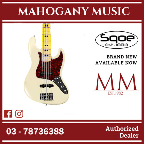SQOE 5 Strings Jazz Bas Guitar, Maple Fretboard - ( JB5BS-300, SB-JB5BS-300 / JB5BS ) White