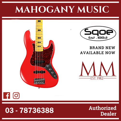 SQOE 5 Strings Jazz Bas Guitar, Maple Fretboard - ( JB5BS-300, SB-JB5BS-300 / JB5BS ) Red