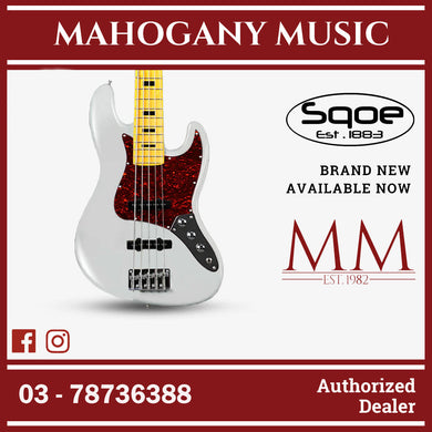 SQOE 5 Strings Jazz Bas Guitar, Maple Fretboard - ( JB5BS-300, SB-JB5BS-300 / JB5BS ) Silver