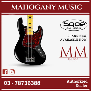 SQOE 5 Strings Jazz Bas Guitar, Maple Fretboard - ( JB5BS-300, SB-JB5BS-300 / JB5BS ) Black