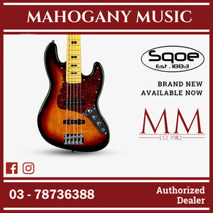 SQOE 5 Strings Jazz Bas Guitar, Maple Fretboard - ( JB5BS-300, SB-JB5BS-300 / JB5BS ) Sunburst