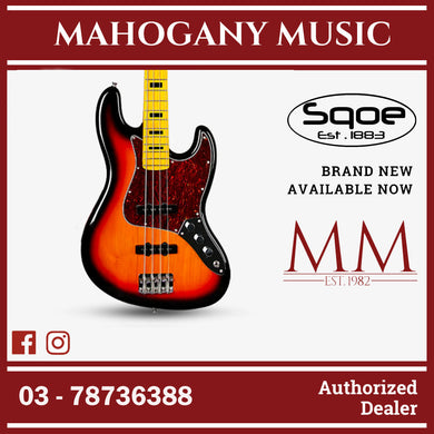 SQOE Jazz 4 String Bass Guitar, Maple Fretboard ( JB4BS-300 / SQ-JB4BS-300 / JB4BS ) Sunburst