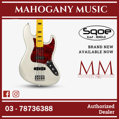 SQOE Jazz 4 String Bass Guitar, Maple Fretboard ( JB4BS-300 / SQ-JB4BS-300 / JB4BS ) White