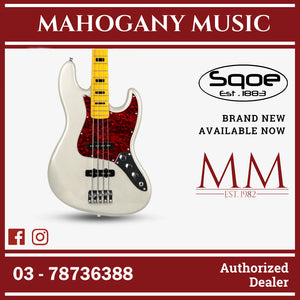SQOE Jazz 4 String Bass Guitar, Maple Fretboard ( JB4BS-300 / SQ-JB4BS-300 / JB4BS ) White