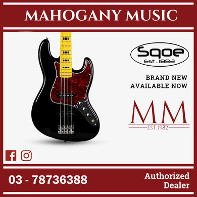 SQOE Jazz 4 String Bass Guitar, Maple Fretboard ( JB4BS-300 / SQ-JB4BS-300 / JB4BS ) Black
