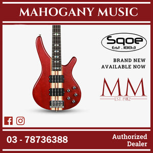 SQOE LT4BS Active 4 String Bass Guitar - LT4BS-BK LT4BS-N LT4BS-RD Red