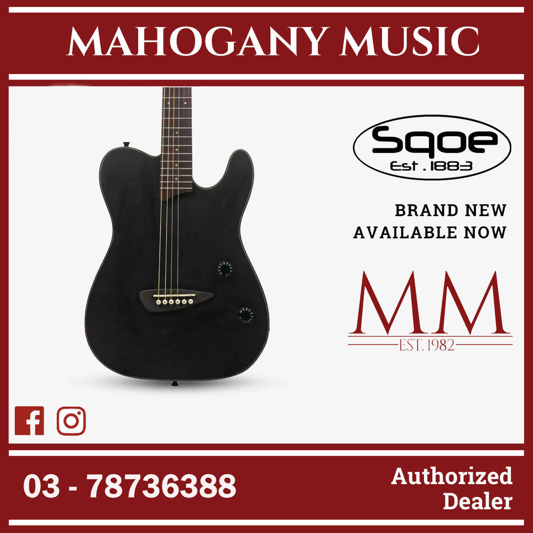 SQOE SETL800 Electroacoustic Silent Steel String Mahogany Guitar ( SETL 800 / SETL-800 ) Black