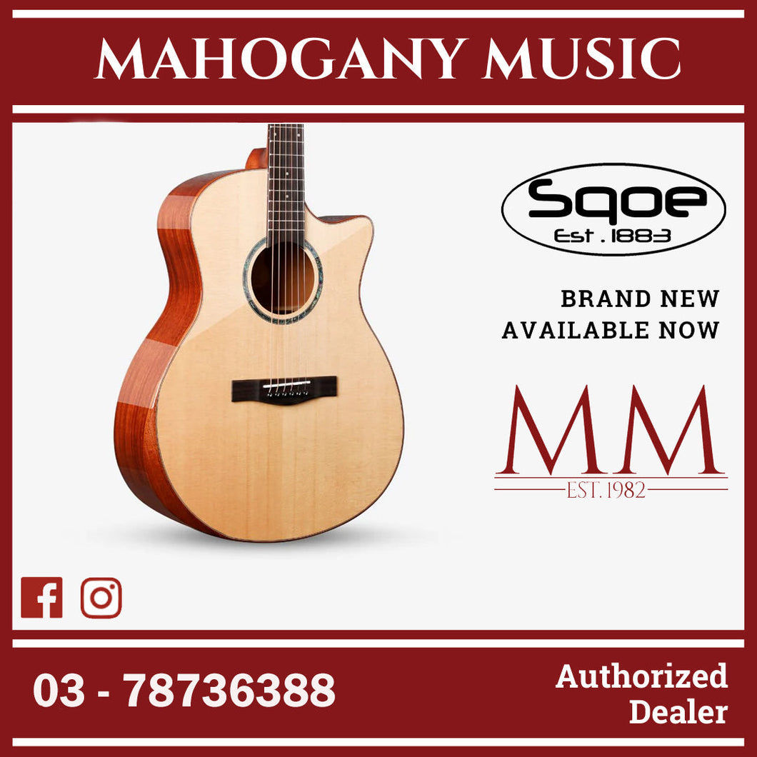 SQOE S370T-SK 41 inch Solid Top Acoustic Guitar ( S370T SK / S-370-T )