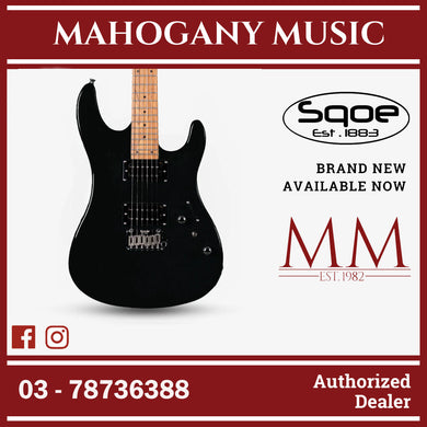 SQOE SEIB450 Double Cutaway Body HH Electric Guitar Roasted Maple Fretboard ( SEIB / SEIB-450 / SEIB 450 ) Black