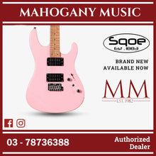 SQOE SEIB450 Double Cutaway Body HH Electric Guitar Roasted Maple Fretboard ( SEIB / SEIB-450 / SEIB 450 ) Pink