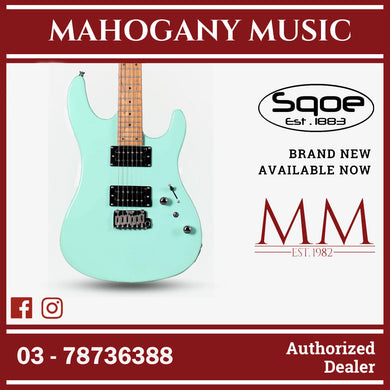 SQOE SEIB450 Double Cutaway Body HH Electric Guitar Roasted Maple Fretboard ( SEIB / SEIB-450 / SEIB 450 ) Mint Green