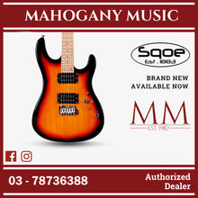 SQOE SEIB450 Double Cutaway Body HH Electric Guitar Roasted Maple Fretboard ( SEIB / SEIB-450 / SEIB 450 ) Sunburst