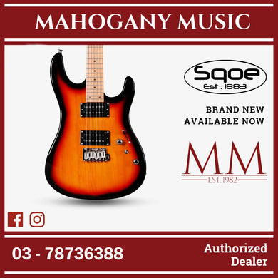 SQOE SEIB450 Double Cutaway Body HH Electric Guitar Roasted Maple Fretboard ( SEIB / SEIB-450 / SEIB 450 ) Sunburst