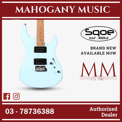 SQOE SEIB450 Double Cutaway Body HH Electric Guitar Roasted Maple Fretboard ( SEIB / SEIB-450 / SEIB 450 ) Sky Blue