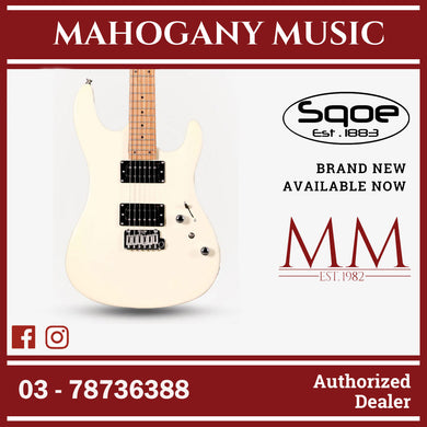 SQOE SEIB450 Double Cutaway Body HH Electric Guitar Roasted Maple Fretboard ( SEIB / SEIB-450 / SEIB 450 ) White