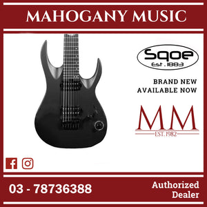 SQOE SEIB7S 7 String with Roasted Maple Neck Electric Guitar ( Humbucker / SEIB7S / SEIB - 7S) Satin Black