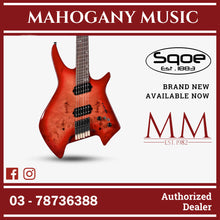 SQOE SEIB992 Headless Burl Maple, Mahogany HH Electric Guitar ( SEIB-992 / SE-IE992 / SEIE ) Cherry Sunburst