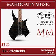 SQOE SEIB995 Roasted Maple Neck, Headless Humbucker Electric Guitar ( SEIB-995 / SE-IB995 / SEIB ) Black