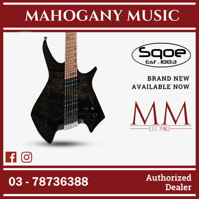 SQOE SEIB995 Roasted Maple Neck, Headless Humbucker Electric Guitar ( SEIB-995 / SE-IB995 / SEIB ) Black