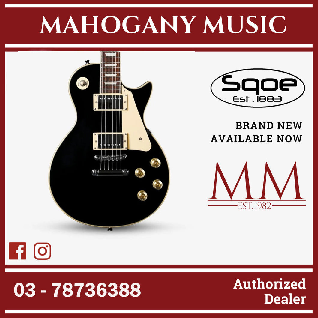 SQOE SELP100 Les Paul Body HH Electric Guitar Rosewood Fretboard ( SELP-100 / SELP100 / LP ) Black