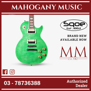 SQOE SELP200 Les Paul Body HH Electric Guitar Rosewood Fretboard ( SELP / SELP-200 / LP ) Tiger Mint Paint