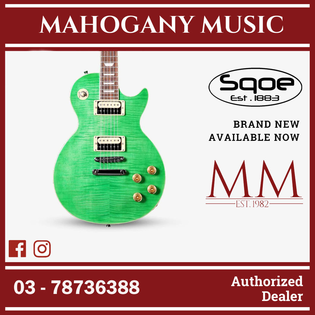 SQOE SELP200 Les Paul Body HH Electric Guitar Rosewood Fretboard ( SELP / SELP-200 / LP ) Tiger Mint Paint